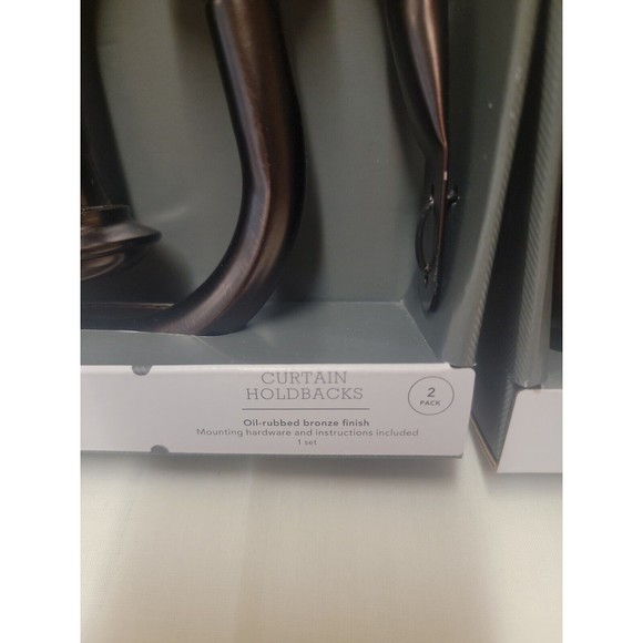 Set of 2 Threshold Decorative Drapery Holdbacks Oil Rubbed Bronze Finish 2 Sets - Picture 4 of 6